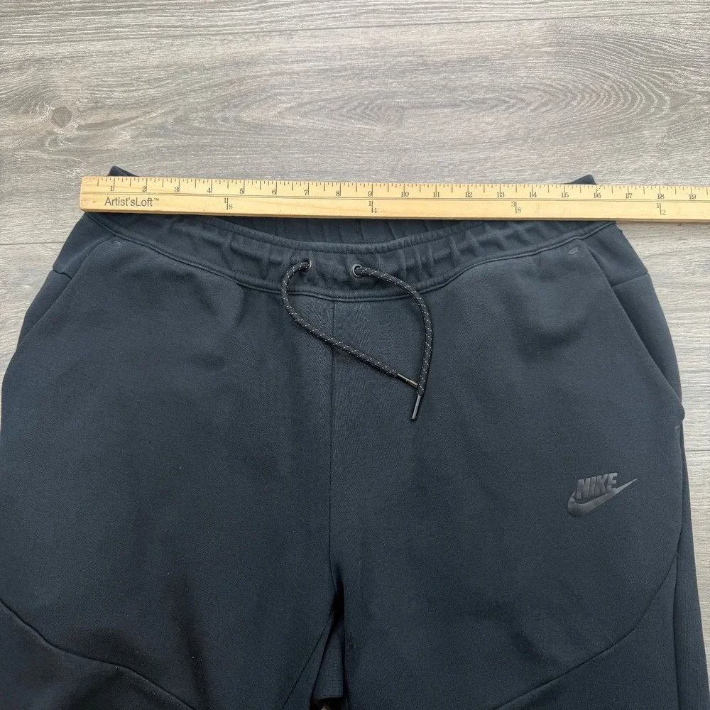 Nike Tech Fleece Joggers Mens Large Triple Black Swoosh Zip Pocket Sweatpants